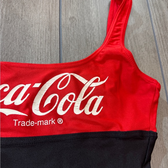 Vintage 1996 Coca-Cola Red and Black Striped One-Piece Swimsuit - Picture 4 of 13